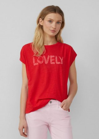 s.Oliver Ärmelloses T-Shirt im Relaxed Fit mit Frontprint - preiselbeere