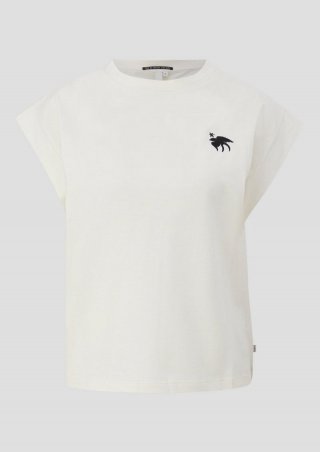 s.Oliver T-Shirt im Loose Fit mit Stickerei - ecru