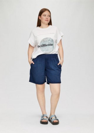 s.Oliver Jeans-Shorts Abby / Mid Rise / Semi Wide Leg / Turn-up Leg / Elastikbund - blau