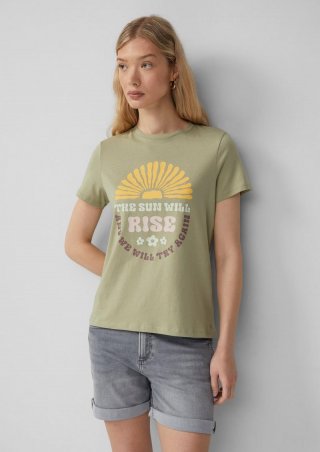 s.Oliver Baumwollshirt mit Frontprint - olivgrün