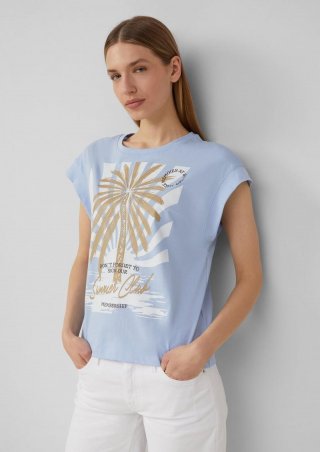 s.Oliver T-Shirt im Relaxed Fit mit Folienprint - hellblau