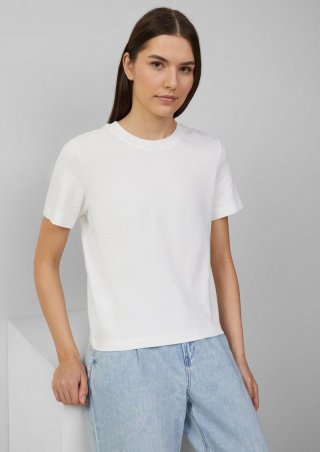 s.Oliver Verkürztes T-Shirt aus Interlockjersey - weiß