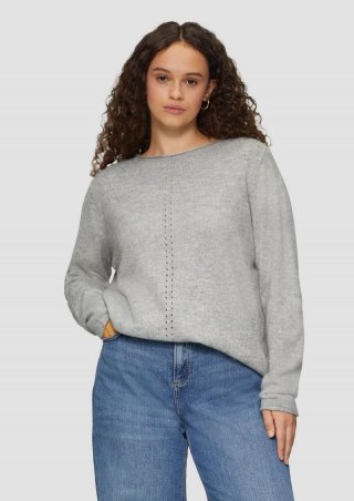 s.Oliver Weicher Strickpullover mit Ajour-Detail - grau meliert