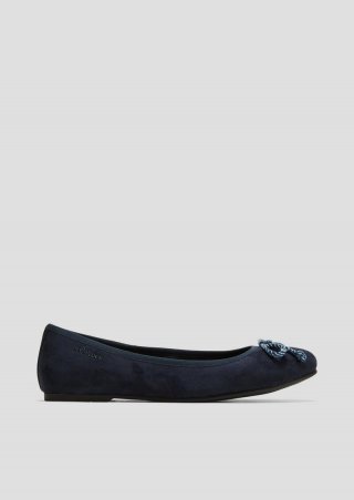 s.Oliver Ballerinas in Leder-Optik mit Schleife - blau