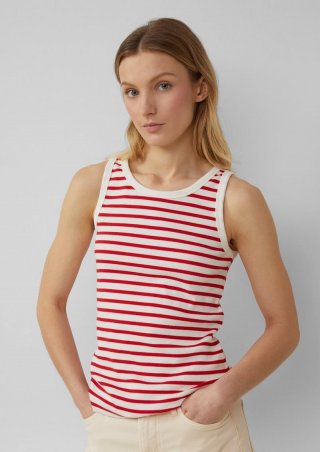 s.Oliver Slim-Fit-Top mit Rippstruktur - preiselbeere