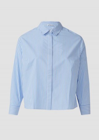 s.Oliver Popeline-Bluse mit überschnittenen Schultern - arktisblau