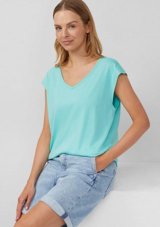 s.Oliver Ärmelloses Relaxed-Fit-Shirt mit Cut-out und Schleife - aquamarin
