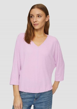 s.Oliver Fein Strukturiertes Jerseyshirt mit 3/4-Fledermausärmeln - lavendel