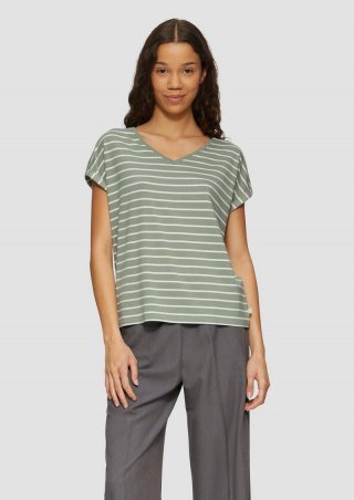s.Oliver T-Shirt aus Modalmix mit Ringelmuster - salbeigrün
