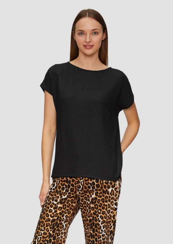 s.Oliver T-Shirt mit Musterstruktur - schwarz