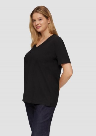 s.Oliver T-Shirt mit V-Ausschnitt - schwarz