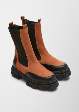 s.Oliver Stiefeletten im Materialmix - hellbraun