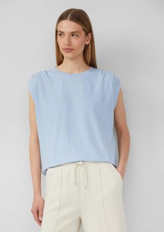 s.Oliver Verkürztes T-Shirt mit Faltendetails - hellblau