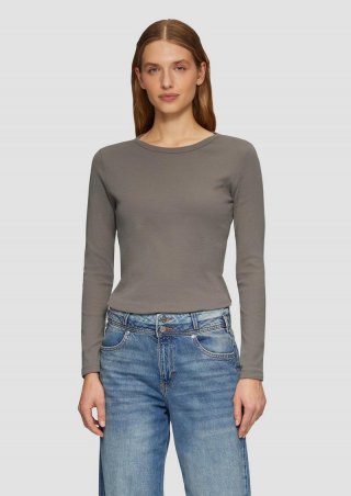 s.Oliver Elastisches Longsleeve mit Rundhalsausschnitt - karamell