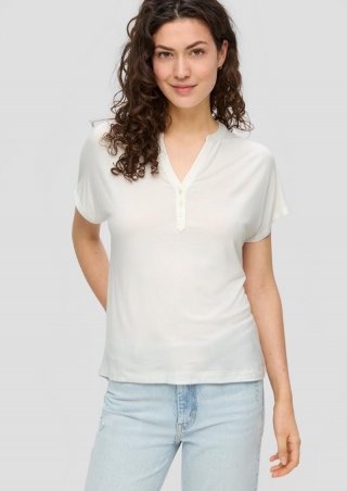 s.Oliver T-Shirt mit V-Ausschnitt - creme