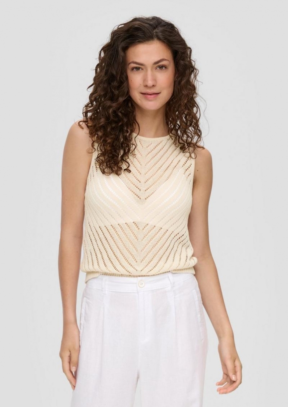 s.Oliver Top aus Ajourstrick - beige