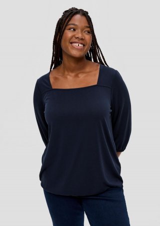 s.Oliver Blusenshirt mit Piquéstruktur - navy