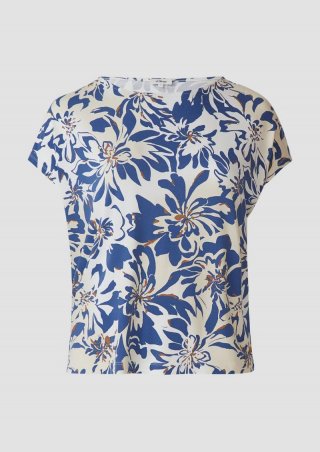 s.Oliver Ärmelloses T-Shirt im Relaxed Fit mit All-over-Muster - ecru