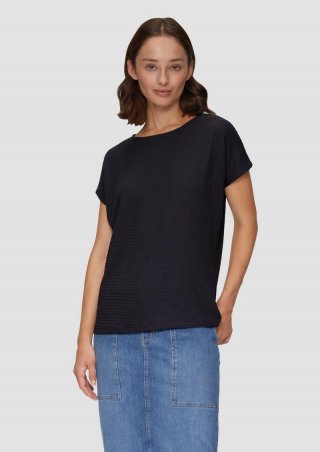 s.Oliver T-Shirt mit Musterstruktur - navy
