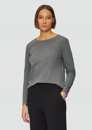 s.Oliver Longsleeve mit Garment Dye - dunkelgrau