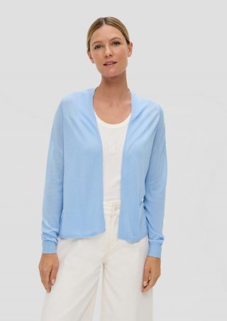 s.Oliver Strickjacke aus Viskose-Stretch mit Rippbündchen - himmelblau