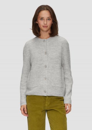 s.Oliver Strickjacke aus Alpakamix mit aufgesetzten Taschen - grau meliert