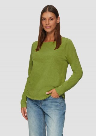 s.Oliver Longsleeve mit Flammgarnstruktur und U-Boot-Ausschnitt - guacamole