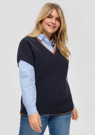 s.Oliver Pullover mit V-Ausschnitt - navy