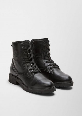 s.Oliver Schnürboots mit Reißverschluss - schwarz