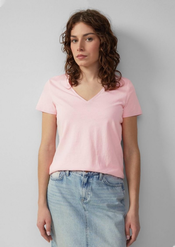 s.Oliver Jerseyshirt mit V-Ausschnitt - zartrosa
