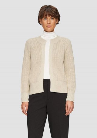 s.Oliver Strickjacke mit Raglanärmeln und Rippbündchen - beige