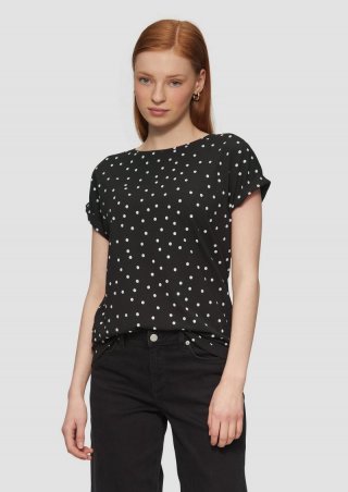 s.Oliver Locker geschnittenes T-Shirt aus Modalmix - schwarz