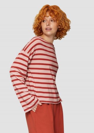 s.Oliver Gestreiftes Longsleeve aus Jersey mit weitem Arm - perlmuttrosa