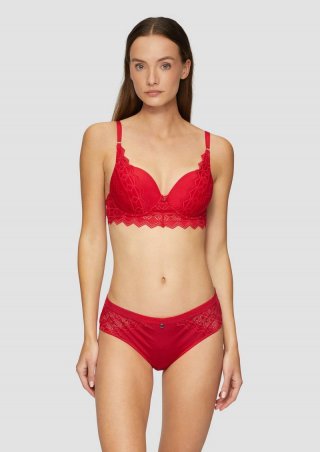 s.Oliver Slip mit Spitzen-Detail - korallrot