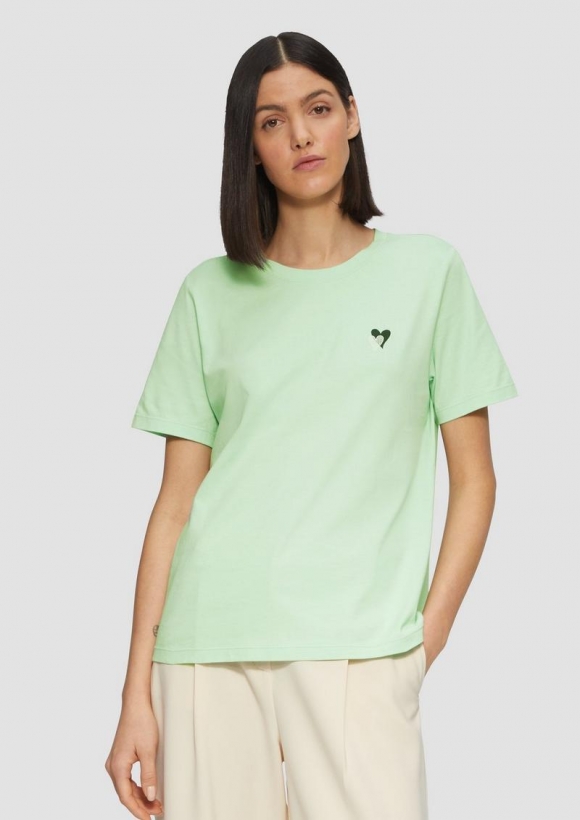 s.Oliver T-Shirt im Relaxed Fit mit Herz-Stickerei - minze