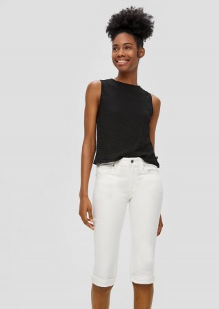 s.Oliver Denim-Capri / Slim Fit / Mid Rise / Slim Leg - ecru