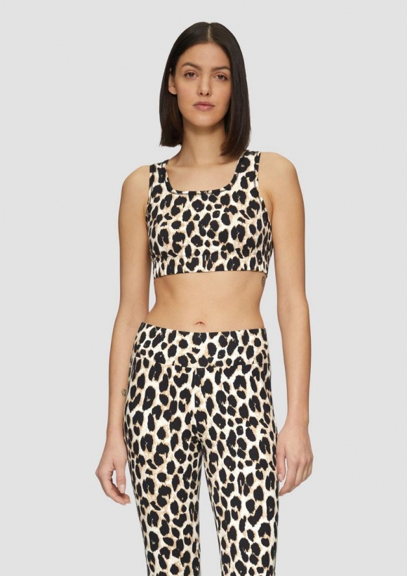 s.Oliver Bustier mit Leo-Print - ecru