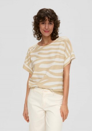 s.Oliver Fabricmix-T-Shirt im Relaxed Fit - beige