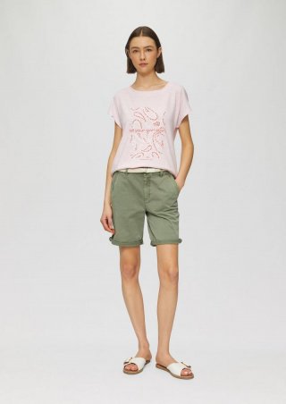 s.Oliver Shorts mit geflochtenem Gürtel und Garment Dye - olivgrün