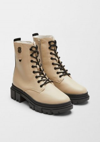 s.Oliver Schnürboots in Leder-Optik - beige