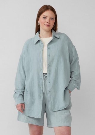 s.Oliver Hemdbluse aus Musselin im Oversize-Schnitt - salbeigrün