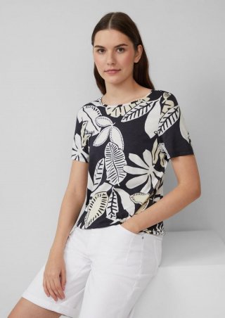 s.Oliver Jersey-T-Shirt im O-Shape mit Cut-out - schwarz