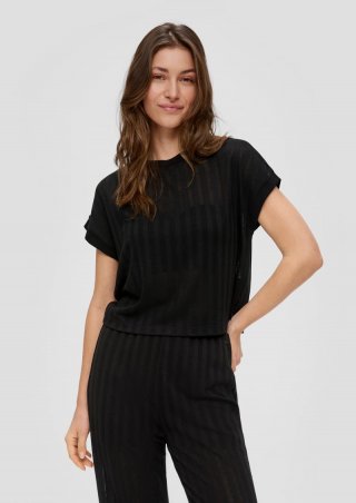 s.Oliver T-Shirt mit Musterstruktur - schwarz