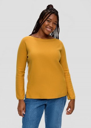 s.Oliver Strickpullover mit geschlitztem Saum - goldgelb