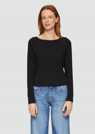 s.Oliver Langarmshirt mit Flammgarnstruktur und Raglanärmeln - schwarz