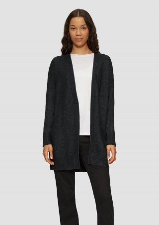 s.Oliver Weiche Strickjacke mit Rollkante - schwarz