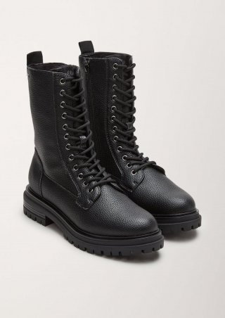 s.Oliver Schnürstiefel in Lederoptik - schwarz