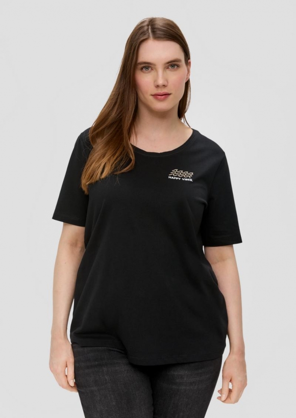 s.Oliver Jerseyshirt mit Printdetail - schwarz