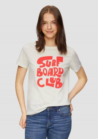 s.Oliver Jersey-T-Shirt im Relaxed Fit mit Frontprint - creme