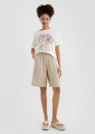 s.Oliver Baumwollshirt mit überschnittener Schulter - creme